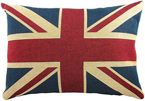 Tamengi Funda de almohada lumbar de 30,5 x 50,8 cm, tela de lino/algodón, estilo vintage británico, bandera de la bandera de Reino Unido