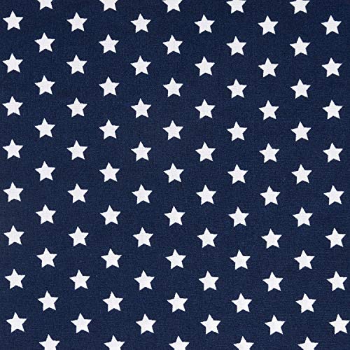 Tela de algodón azul marino con estrellas blancas, tela de moda – precio es por 0,5 metros