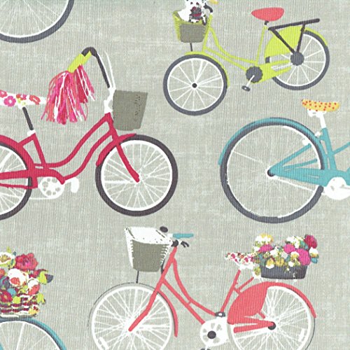 Tela de algodón estampada ‘Las bicicletas más bellas de la ciudad’ - rosa coral, denim azul, rojo, verde anis, amarillo, rosa, gris y blanco - 100% algodón suave - ancho: 160 cm (por metro lineal)*