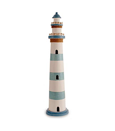 TENDENCIA ÚNICA Figura Decorativa de Madera en Forma de Faro con Luces LED en la Parte Superior. Medidas: 26 x 26 x 115 cm. 11 Leds