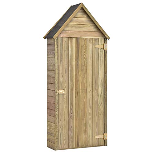 UnfadeMemory Caseta de Jardín Exterior de Madera,Cobertizo Almacenaje de Herramientas,con 4 Estantes,Madera de Pino Impregnada (77x37x178cm)