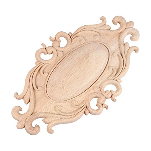 VOSAREA - Aplique tallado de madera no barnizada con corte de madera para decoración de puertas, molduras de estilo factoría, calcomanía, esquinero para muebles, armario, puerta