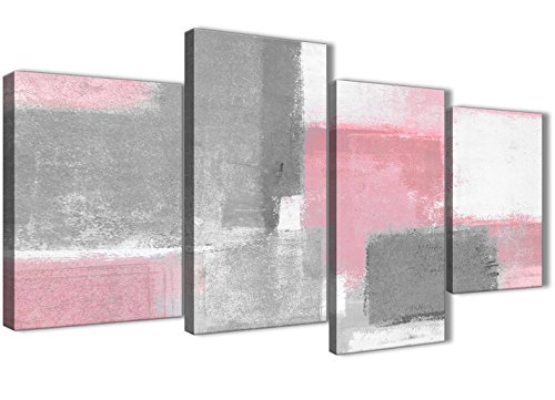 Wallfillers - Lienzo decorativo para dormitorio, color rosa, gris, 4378 a 130 cm, juego de impresiones