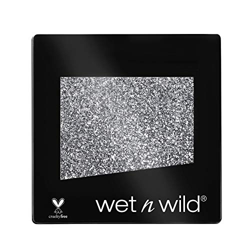 Wet n Wild - Color Icon Glitter Eyeshadow Single - Sombra de Ojos Brillante con una Fórmula Hidratante y Textura Sedosa, Glitter Maquillaje Profesional - Vegan - Color Gris Plateado