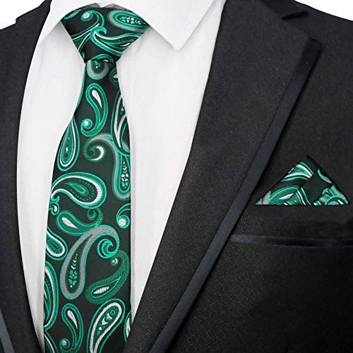 WOXHY Corbata de los Hombres Juego de Corbatas Clásico de Seda 100% Seda para Hombres de Negocios Boda Jacquard Flores Corbatas Pañuelo Conjuntos Corbata Cuadrada de Bolsillo Accesorios