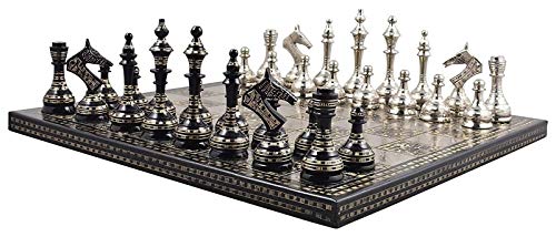 WYFX Ajedrez Estilo soviético Juego de Tablero de ajedrez de Lujo de Metal de latón Obra de Arte única (Color: Negro, Tamaño: 30 cm * 30 cm)