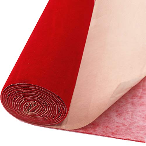 ZAIONE - Rollo de papel de contacto de terciopelo, autoadhesivo, 45 cm de ancho, 45 cm de ancho x 45 cm, para joyas, cajón, tela no tejida, manualidades, decoración de fondo (rojo)