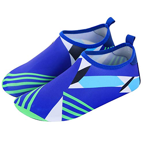 Zapatillas Antideslizantes de río para Hombres y Mujeres, Zapatos de Snorkel para Adultos, de Fondo Suave, Zapatos de Playa de Secado rápido@Tiras de Colores_38-39 (37-38cm)