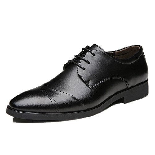 Zapatos Oxford Hombre, Cuero Vestir Cordones Derby Calzado Boda Negocios Brogue Negro Marron Rojo 37-47EU BK38