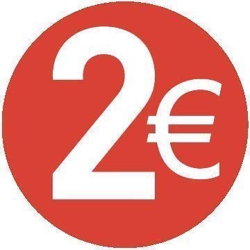 2€ Euro - Pack de 200-30mm Rojo - Pegatinas Precio