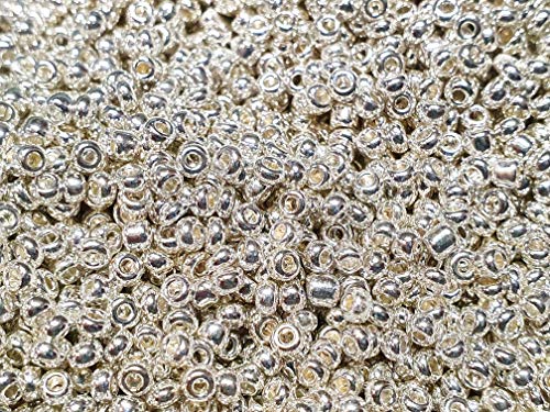 6500 unidades de cuentas de cristal de 2 mm, color metálico, 11/0, perlas de pony, mini niños, cuentas de semillas, colores a elegir (plata pulida)