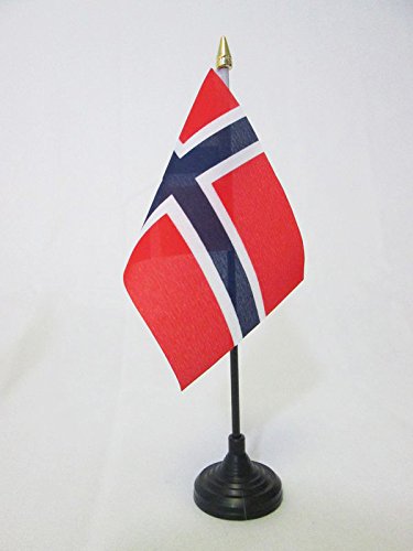 AZ FLAG Bandera de Mesa de Noruega 15x10cm - BANDERINA de DESPACHO Noruega 10 x 15 cm Punta Dorada