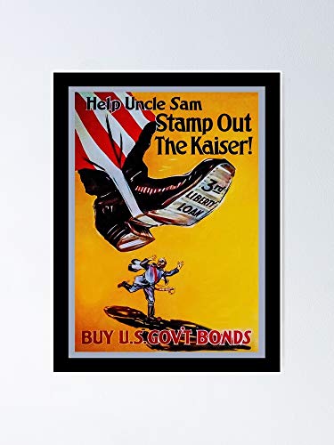 AZSTEEL Póster de propaganda de la Segunda Guerra Mundial del Tío Sam a Stamp Out The Kaiser 11.7 x 16.5