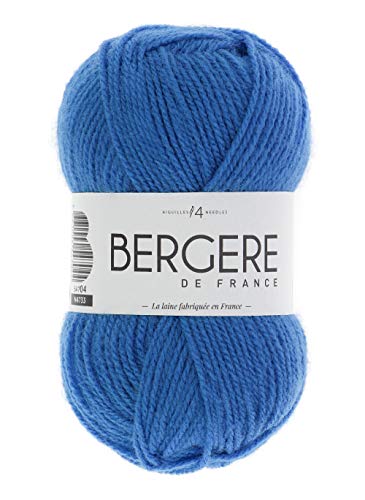 BERGÈRE DE FRANCE - Ovillo de lana BARISIENNE - 100% acrílico, certificado Oeko-Tex - Hilo redondo, muy suave - 4 mm - lana vegana - Fabricación Francesa - Color Azul, PETROLE
