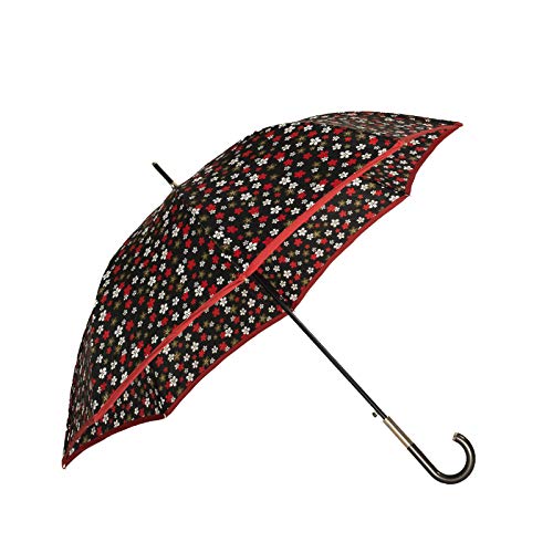 BOLERO Paraguas de lluvia largo clásico cortavientos y automático – Apertura automática – Tejido Pongee 210T con pomo de tubo (flores)