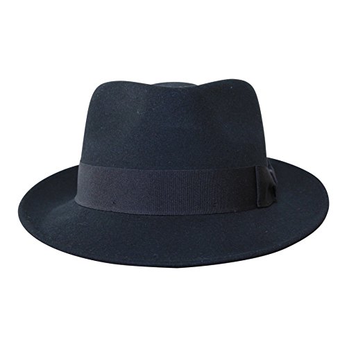 Borges & Scott B&S Premium Doyle – Sombrero de lágrima Fedora - 100% Fieltro de Lana - Enrollable para Viajes - Resistente al Agua - Negro 60cm