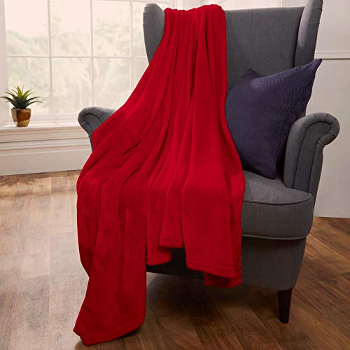 Brentfords Manta de Forro Polar de Franela súper Suave y mullida para sofá de Cama, Color Rojo, 120 x 150 cm