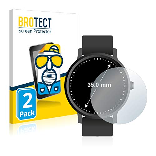 BROTECT Protector Pantalla Anti-Reflejos Compatible con Relojes (Circular, Diámetro: 35 mm) (2 Unidades) Pelicula Mate Anti-Huellas