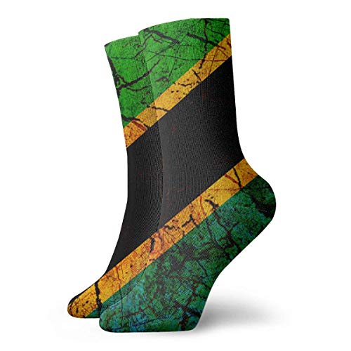 Calcetines de la bandera de Tanzania con diseño de la tripulación de la novedad, delgados, informales, cómodos de trabajo, 11.8"