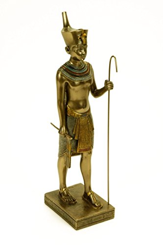 CAPRILO Figura Egipcia Decorativa Tutankhamon Esculturas Resina. 5,5 x 8 x 23 cm.