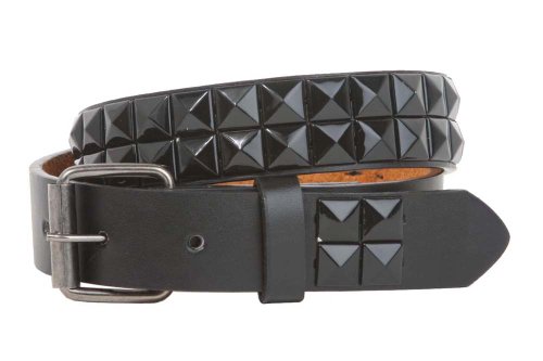 Cinturón de piel con tachuelas para niños, 2,54 cm de anchura, estilo punk, color negro - - S-50,80 cm