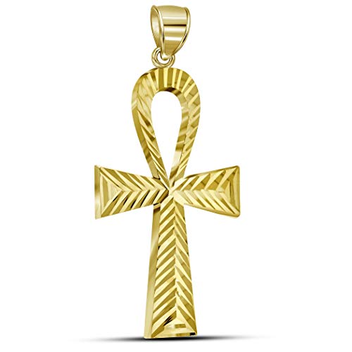 Colgante de oro amarillo de 10 K, unisex, corte brillante, cruz religiosa, mide 52,8 x 23,00 mm de ancho, más alto grado de oro que el oro de 9 quilates