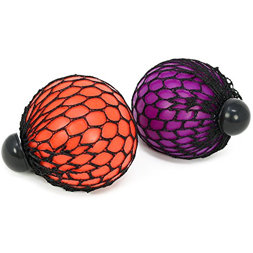 com-four® Bola de compresión 2X en la Red, Bola antiestrés, selección varía (02 Piezas - Mezcla de Colores 7 cm)