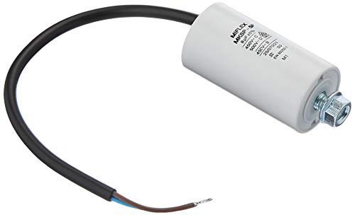 Condensador de Arranque de Motor de Miflex; Capacidad 8µF, tensión 450 V, Dimensiones 35 x 65 mm, Cable M8