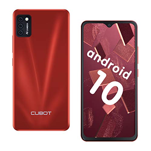 CUBOT Note 7 Smartphone 4G, Teléfono Móvil de 5,5″ Pantalla HD +, Android 10.0, Tripe Cámaras, NFC, 16GB ROM（128GB Ampliable SD）, Dual SIM, 3100 mAh, Face ID, Rojo