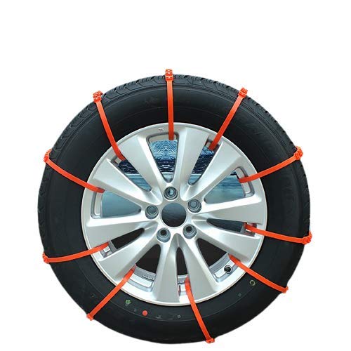 DAIJIA Cadenas para la Nieve para automóviles,Cadenas para neumáticos con un Ancho de neumático de 145 a 295 mm, para automóviles/SUV/Camiones (Naranja, A-10PC)