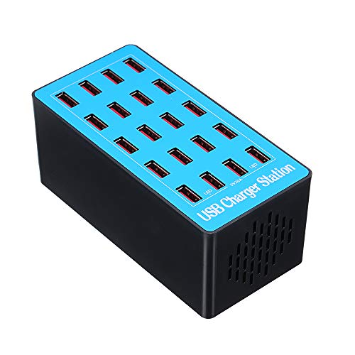 docooler 20 puertos cargador USB con adaptador de estación de carga universal de compatibilidad para uso en familia y en la oficina