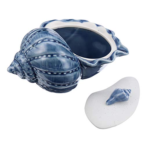 DOITOOL Caja de cerámica con soporte para pendientes de porcelana pequeña concha de marina, figura coleccionable, centro de centro de mesa, organizador de almacenamiento de joyas