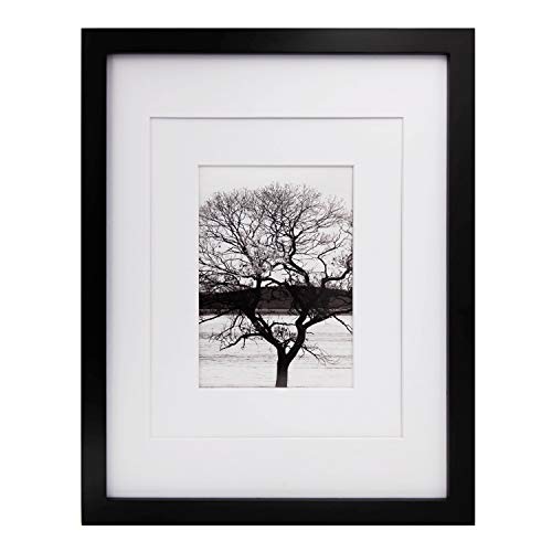 Egofine Marco de fotos de 28 x 36 cm, color negro, de madera maciza para la mesa y la pared, 20 x 25 cm/13 x 18 cm, con paspartú