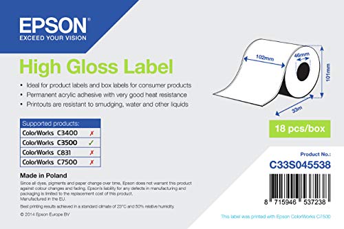 Epson High Gloss Label – Continuous, 102 mm x 33 m