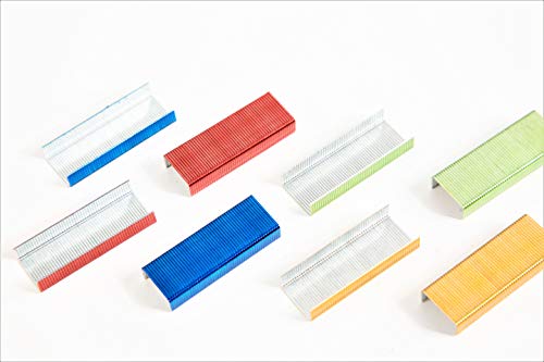 Fizz Grapas de colores para grapadora, 10 paquetes con 8000 unidades, estándar 24/6 mm en color azul, rojo, verde, naranja (multicolor).