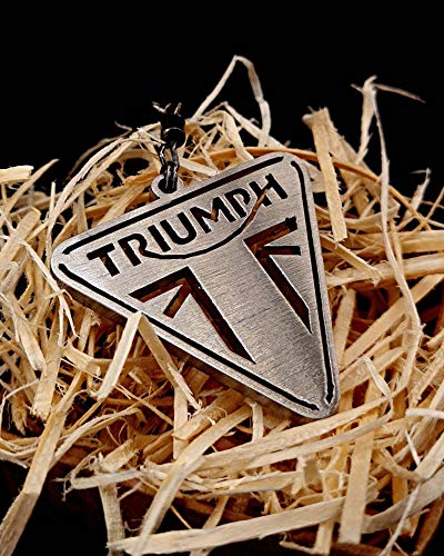 FORTILLO Llavero Triumph (acero inoxidable/Latón/Titanio/Azulado - todo hecho a mano) (acero inoxidable cepillado)