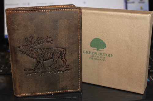 Greenburry 701 Wallet Stag Hunting Design Brown Leather Portrait Format by Greenburry by Lefox
