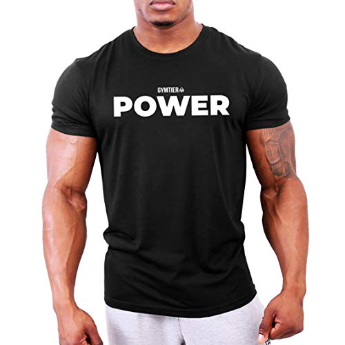 GYMTIER Power - Camiseta Musculación | Hombres Camiseta Gimnasia Ropa Entrenamiento