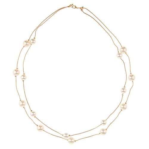 Harilla Nuevo Collar de Cadena Larga de Capas de Moda para Mujer, Collar con Colgante de Perlas de Imitación - Oro
