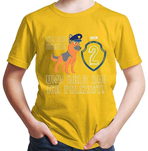 Hariz – Camiseta para niño Bald Bin Ich Polizeiist Schäferhund 2 Cumpleaños Niños Baby Plus tarjeta de regalo dorado amarillo 98 cm