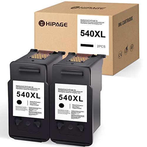 HIPAGE 540xl Compatible para Canon PG-540 XL 540 XL Cartuchos de Impresora para Canon PIXMA TS5150 MX475 TS5151 MX395 MG2150 MG2250 MG3150 MG4150 MG4250（2 Negro）