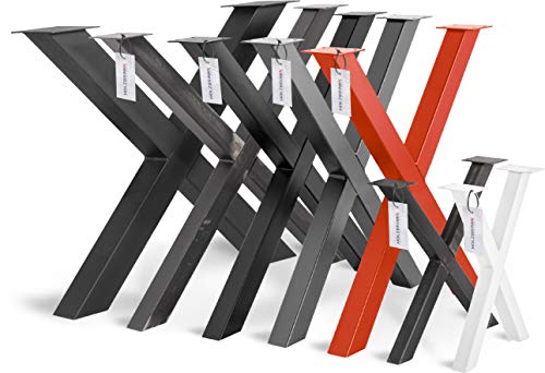 HOLZBRINK 1x Pata de Mesa en Forma de X Perfiles de Acero 60x60 mm, Tamaño 70x72 cm, Negro Intenso, HLT-03-G-EE-9005