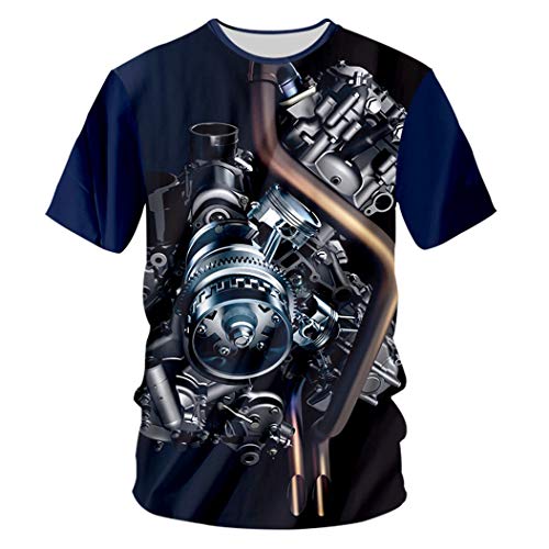 Hombres Casual Cool Print Motor Heavy Metal Camiseta 3D Hip Hop Streetwear Punk Style Tops Unisex Motor Heavy Metal XL