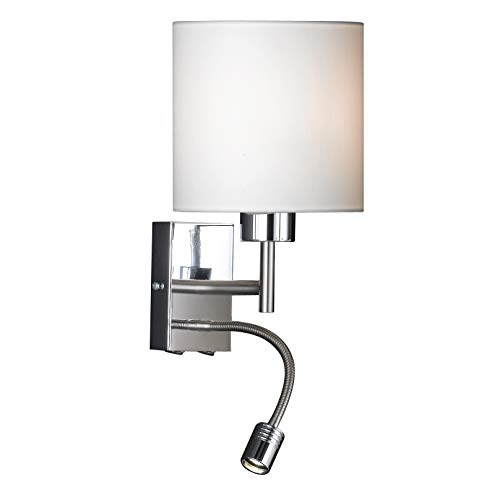 Honsel Leuchten 36221 - Lámpara de pared, color níquel mate/cromo con pantalla blanca