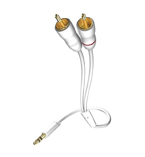 In-akustik Star - Cable de audio para MP3 (clavija de 3,5 mm a RCA de 2 clavijas, 1,5 m), color blanco