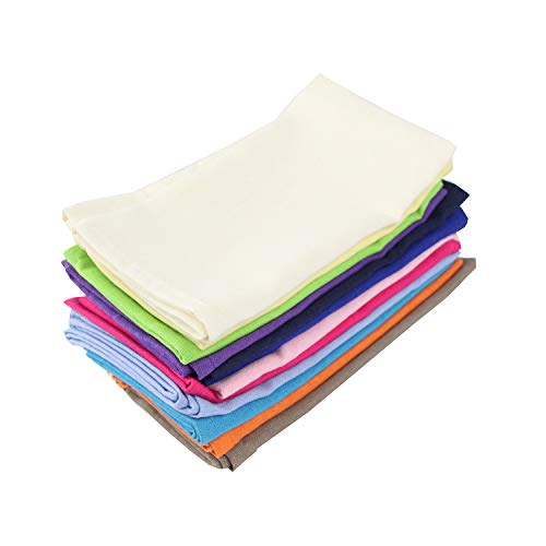 INFEI - Servilletas de lino y algodón, juego de 12 unidades, 40 x 40 cm, poliéster 80 % algodón. Poliéster. Lino algodón, multicolor, 40 x 40 cm