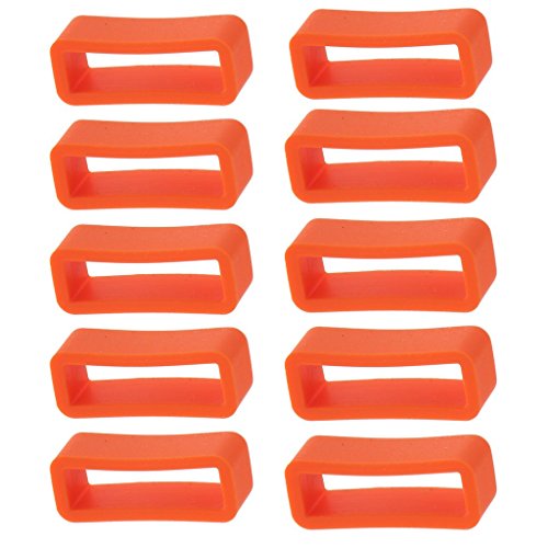 Inzopo 10 piezas multicolor para elegir correa de silicona para reloj, retenedores de bucle seguro, 22 mm, color naranja