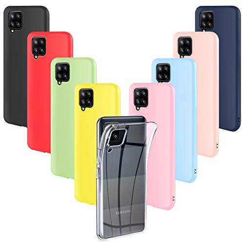 ivencase 9 Pack Funda Compatible con Samsung Galaxy A42 5G, Fina Silicona TPU Flexible Cover para Samsung Galaxy A42 5G Rosa,Verde, Púrpura, Rosa Claro, Amarillo, Rojo, Azul Oscuro, Translúcido, Negro