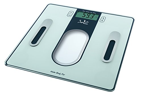Jata Hogar 534 - Analizador de fitness de grasa y agua con base de cristal de seguridad y visor LCD