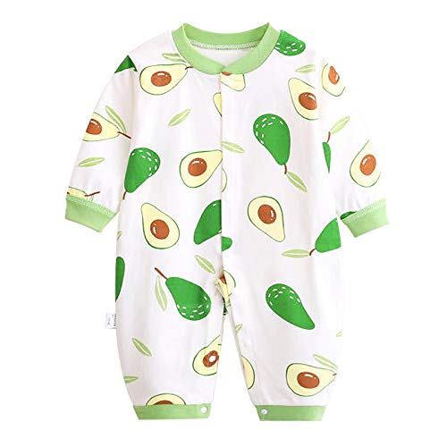 JinBei Pelele Bebé Niños Mameluco Algodon Pijama Sleepsuit Recien Nacido Mamelucos Manga Larga Mono Caricatura Trajes Pijamas, Estampado Verde Aguacate 0-3 Meses
